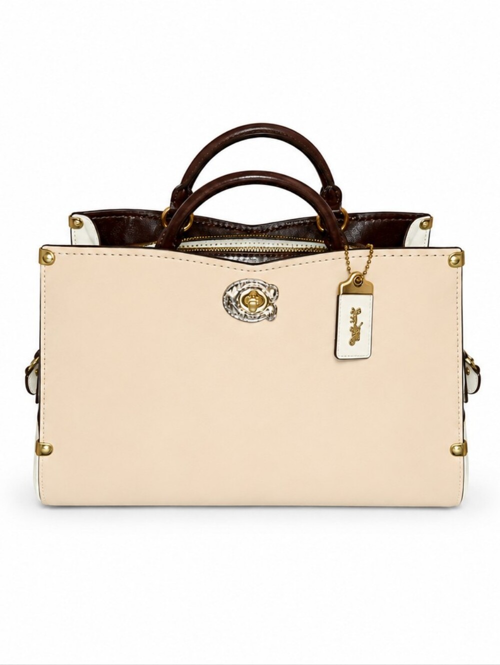 AUTH Coach 1941 Mason Satchel colorblock with snakeskin detail.